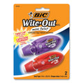 BIC Wite-Out Mini Twist Correction Tape, Non-Refillable, Blue/Fuchsia Applicators 0.2" x 314", 2/Pack