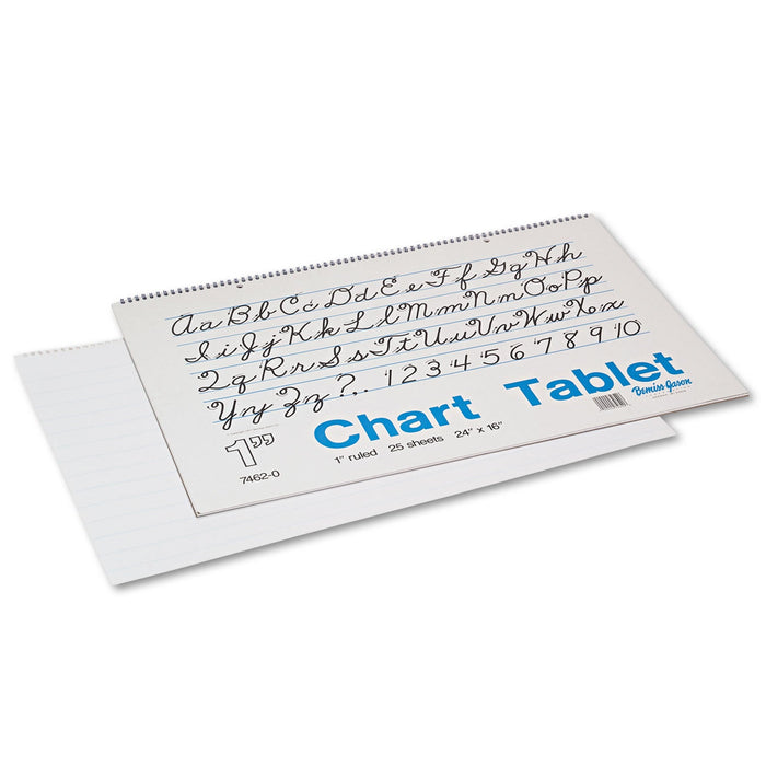 Pacon Chart Tablets, Presentation Format (1" Rule), 24 x 16, White, 25 Sheets