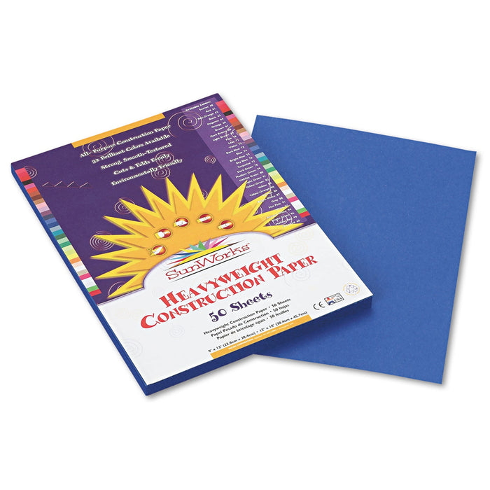Prang SunWorks Construction Paper, 50 lb Text Weight, 9 x 12, Bright Blue, 50/Pack