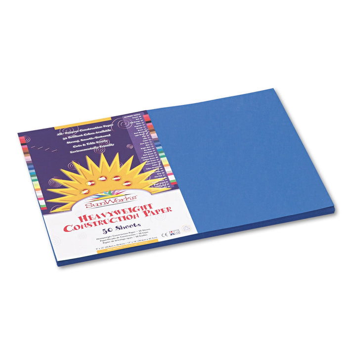 Prang SunWorks Construction Paper, 50 lb Text Weight, 12 x 18, Bright Blue, 50/Pack