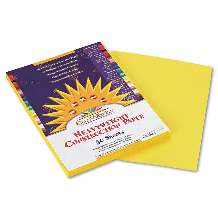 Prang SunWorks Construction Paper, 50 lb Text Weight, 9 x 12, Yellow, 50/Pack