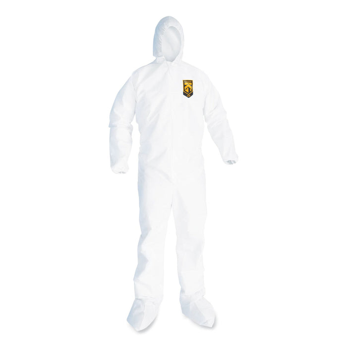 KleenGuard A20 Breathable Particle Protection Coveralls, Elastic Back, Hood and Boots, Large, White, 24/Carton
