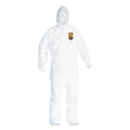 KleenGuard A20 Breathable Particle Protection Coveralls, Elastic Back, Hood, Medium, White, 24/Carton