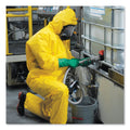 KleenGuard A70 Chemical Spray Protection Coveralls, Hooded, Storm Flap, Large, Yellow, 12/Carton