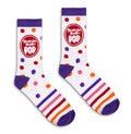 Tootsie Roll Pop Colorful Candy Logo Crew Socks - White/Purple by Tee Luv