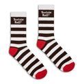Tootsie Roll Candy Logo Crew Socks - White/Brown/Red by Tee Luv