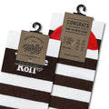 Tootsie Roll Candy Logo Crew Socks - White/Brown/Red by Tee Luv