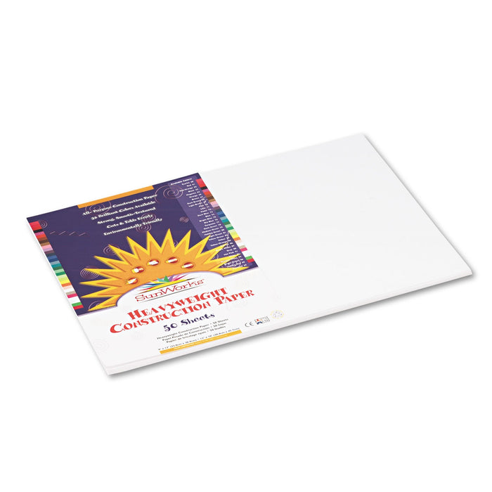 Prang SunWorks Construction Paper, 50 lb Text Weight, 12 x 18, Bright White, 50/Pack