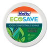 Hefty ECOSAVE Tableware, Bowl, Bagasse, 16 oz, White, 25/Pack, 12 Packs/Carton