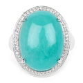15.09 Carat Genuine Amazanite And White Topaz .925 Sterling Silver Ring by Bids.com