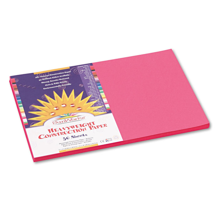 Prang SunWorks Construction Paper, 50 lb Text Weight, 12 x 18, Hot Pink, 50/Pack