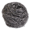 Boardwalk Stainless Steel Scrubber, Large Size, 2.5 x 2.75, Steel Gray, 12/Carton