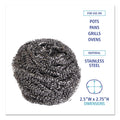 Boardwalk Stainless Steel Scrubber, Large Size, 2.5 x 2.75, Steel Gray, 12/Carton