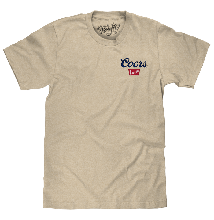 Coors Banquet Embroidered Left Chest Logo T-Shirt - Sand by Tee Luv