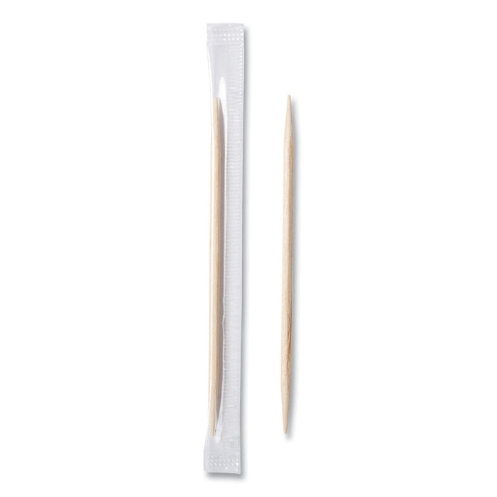 AmerCareRoyal Mint Cello-Wrapped Wood Toothpicks, 2.5", Natural, 1,000/Box, 15 Boxes/Carton