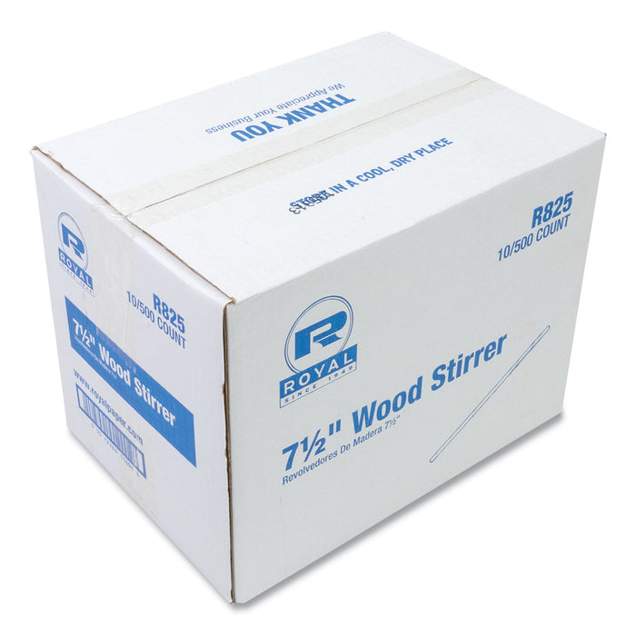 AmerCareRoyal Wood Coffee Stirrers, 7.5" Long, 500/Box, 10 Boxes/Carton