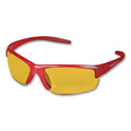 KleenGuard Equalizer Safety Glasses, Red Frames, Amber/Yellow Lens, 12/Box