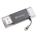 Verbatim Store 'n' Go Dual USB 3.0 Flash Drive for Apple Lightning Devices, 32 GB, Graphite