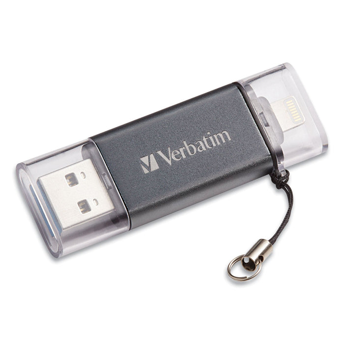 Verbatim Store 'n' Go Dual USB 3.0 Flash Drive for Apple Lightning Devices, 32 GB, Graphite