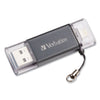 Verbatim Store 'n' Go Dual USB 3.0 Flash Drive for Apple Lightning Devices, 64 GB, Graphite