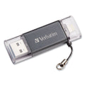 Verbatim Store 'n' Go Dual USB 3.0 Flash Drive for Apple Lightning Devices, 64 GB, Graphite