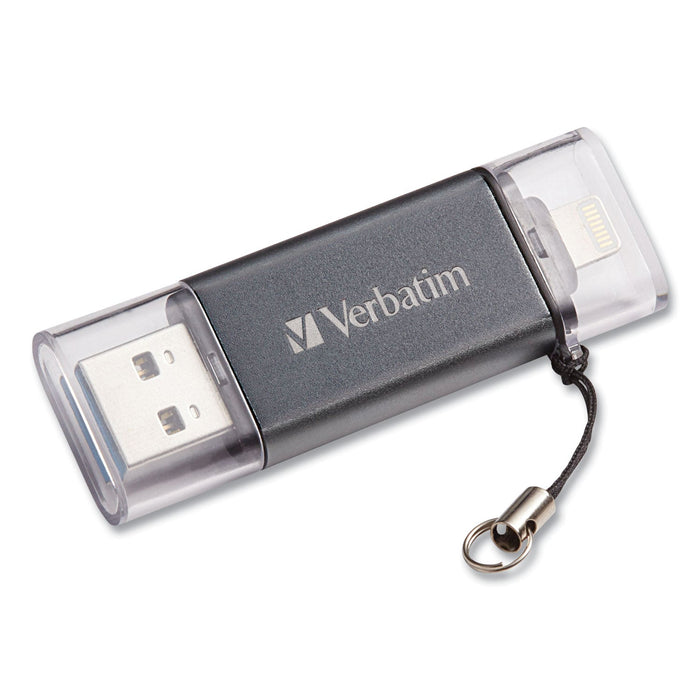 Verbatim Store 'n' Go Dual USB 3.0 Flash Drive for Apple Lightning Devices, 64 GB, Graphite