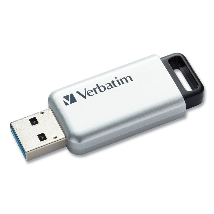 Verbatim Store 'n' Go Secure Pro USB Flash Drive with AES 256 Encryption, 128 GB, Silver