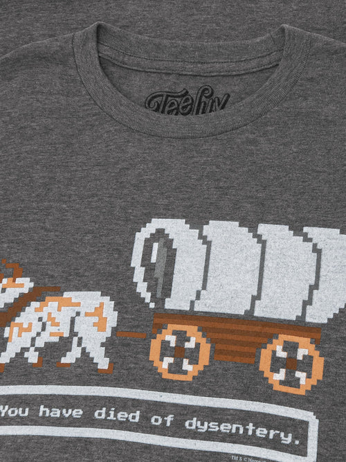 The Oregon Trail You Have Died of Dysentery Video Game Quote T-Shirt - Heather Graphite by Tee Luv