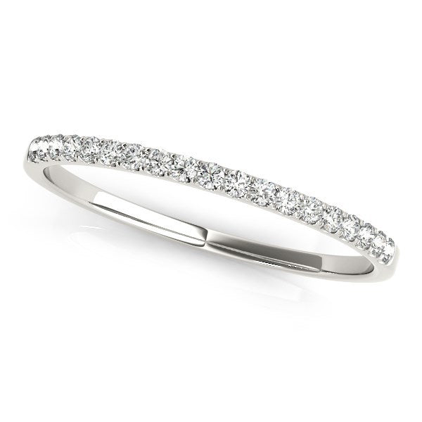 14k White Gold Pave Set Style Round Diamond Wedding Ring (1/8 cttw) by Bids.com