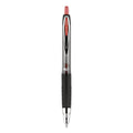 uniball Signo 207 Gel Pen, Retractable, Medium 0.7 mm, Red Ink, Smoke/Black/Red Barrel, Dozen