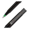 uniball Roller Ball Pen, Stick, Micro 0.5 mm, Green Ink, Black Matte Barrel, Dozen