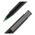 uniball Roller Ball Pen, Stick, Fine 0.7 mm, Green Ink, Black Matte Barrel, Dozen