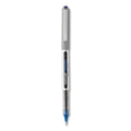 uniball VISION Roller Ball Pen, Stick, Fine 0.7 mm, Blue Ink, Blue/Gray Barrel, Dozen