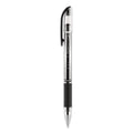 uniball Signo GRIP Gel Pen, Stick, Medium 0.7 mm, Black Ink, Silver/Black Barrel, Dozen