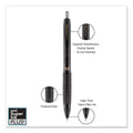 uniball 307 Gel Pen, Retractable, Medium 0.7 mm, Black Ink, Black Barrel, Dozen