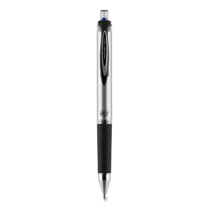 uniball 207 Impact Gel Pen, Retractable, Bold 1 mm, Blue Ink, Black/Blue Barrel