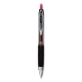 uniball Signo 207 Gel Pen, Retractable, Micro 0.5 mm, Red Ink, Smoke/Black/Red Barrel, Dozen
