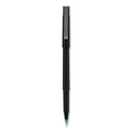 uniball Roller Ball Pen, Stick, Fine 0.7 mm, Green Ink, Black Matte Barrel, Dozen
