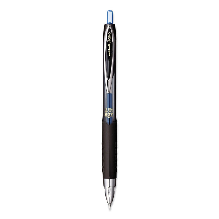 uniball 207 Signo Gel Ultra Micro Gel Pen, Retractable, Extra-Fine 0.38 mm, Blue Ink, Smoke Barrel