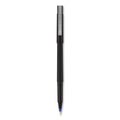 uniball Roller Ball Pen, Stick, Micro 0.5 mm, Blue Ink, Black Matte Barrel, Dozen
