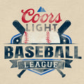 Coors Light Baseball League Front and Back Beer Logo T-Shirt - Cream by Tee Luv