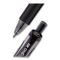 uniball Signo Gel Pen, Retractable, Medium 0.7 mm, Black Ink, Black/Metallic Accents Barrel, Dozen