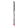 uniball VISION Roller Ball Pen, Stick, Fine 0.7 mm, Red Ink, Gray/Red Barrel, Dozen