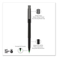 uniball Roller Ball Pen, Stick, Fine 0.7 mm, Green Ink, Black Matte Barrel, Dozen