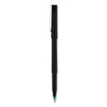 uniball Roller Ball Pen, Stick, Micro 0.5 mm, Green Ink, Black Matte Barrel, Dozen