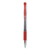 uniball Signo GRIP Gel Pen, Stick, Medium 0.7 mm, Red Ink, Silver/Red Barrel, Dozen