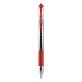 uniball Signo GRIP Gel Pen, Stick, Medium 0.7 mm, Red Ink, Silver/Red Barrel, Dozen