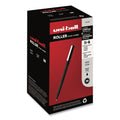 uniball Roller Ball Pen, Stick, Micro 0.5 mm, Black Ink, Black Matte Barrel, 36/Pack