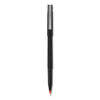 uniball Roller Ball Pen, Stick, Micro 0.5 mm, Red Ink, Black Matte Barrel, Dozen