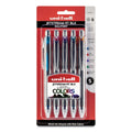 uniball Jetstream Retractable Ballpoint Pen, 1 mm, Assorted Ink, Black Barrel, 5/Pack